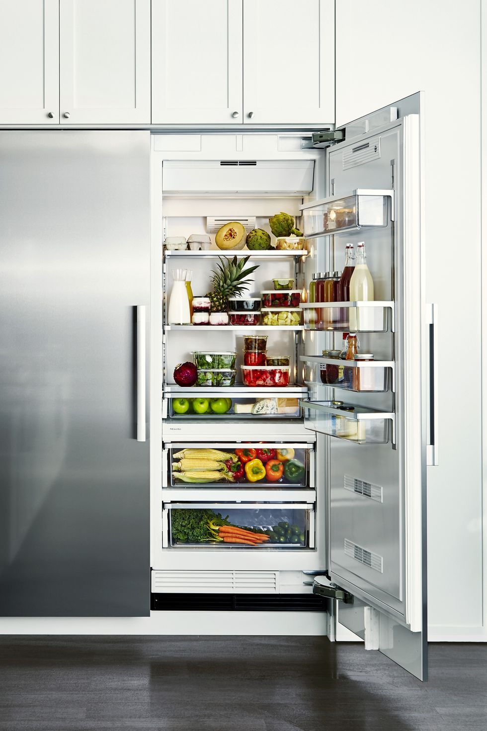 refrigerator with fruits and vegetables
