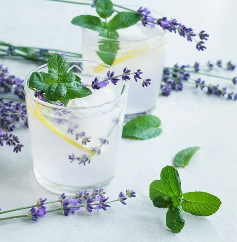 lavender lemonade with mint leaves