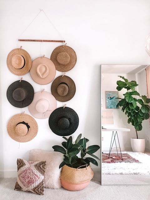 spring decor ideas, hat display