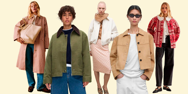 collection of womens fashion outfits displayed on models