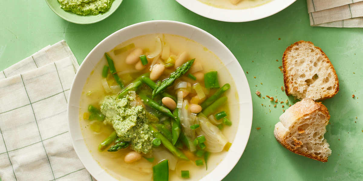 Healthy Spring Minestrone With Homemade Pesto Recipe