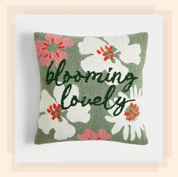 spring scatter cushion with floral print and slogan