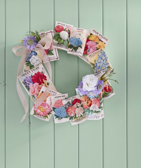 spring wreath   seed packet wreath