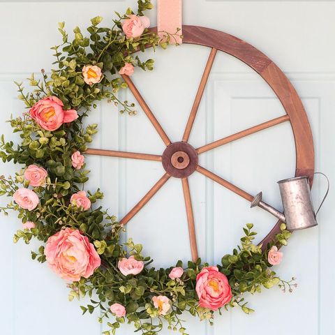 Spring Wreath - Wagon Wheel Wreath