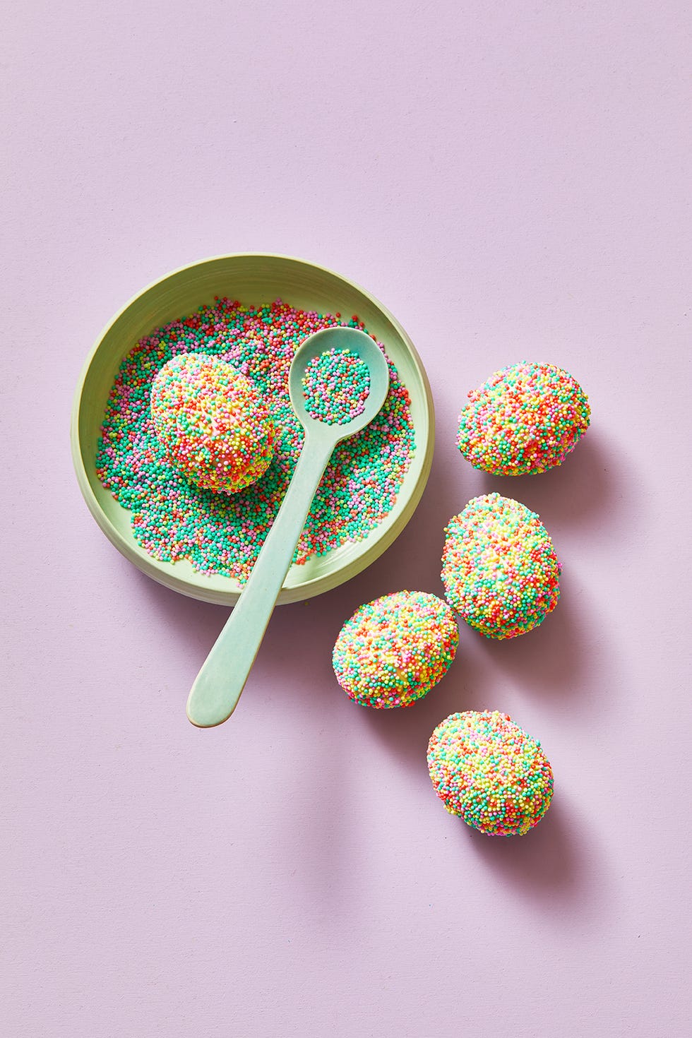 easter egg ideas eggs decorated with sprinkles in and outside a bowl