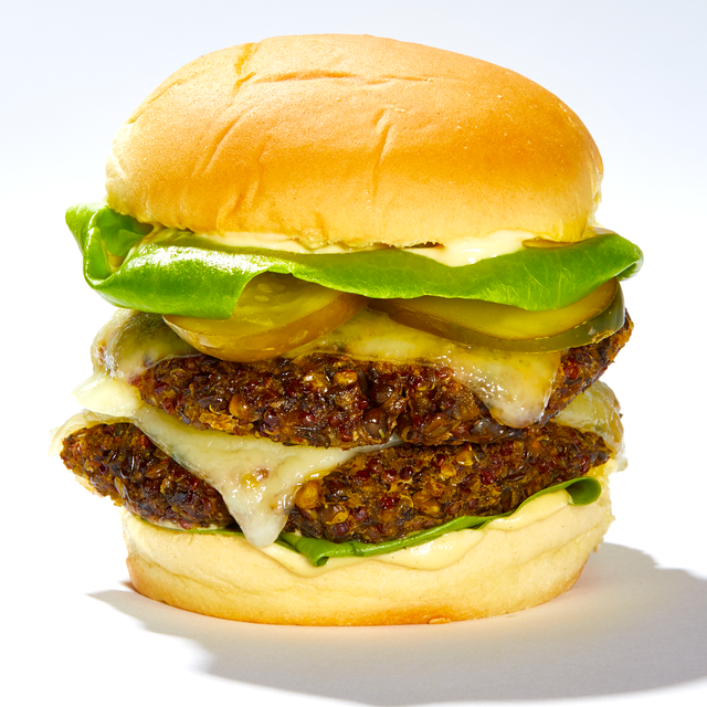 Food, Hamburger, Dish, Cheeseburger, Veggie burger, Cuisine, Breakfast sandwich, Ingredient, Fast food, Patty, 