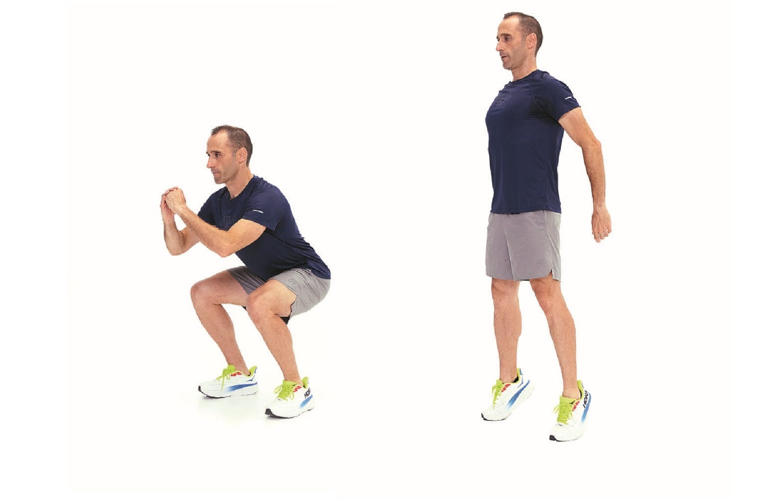demonstration of a squat exercise