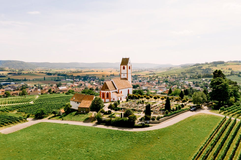 hallau, schaffhausen bergkirche st moritz in rebberg mit friedhof