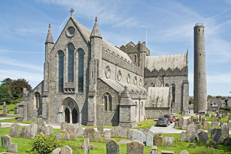 Tombstones fill the cemetery at St Canices Cathedral in Kilkenny City