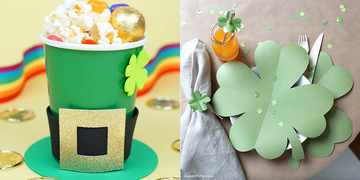 st patricks day themed decorations featuring a festive cup and table setting