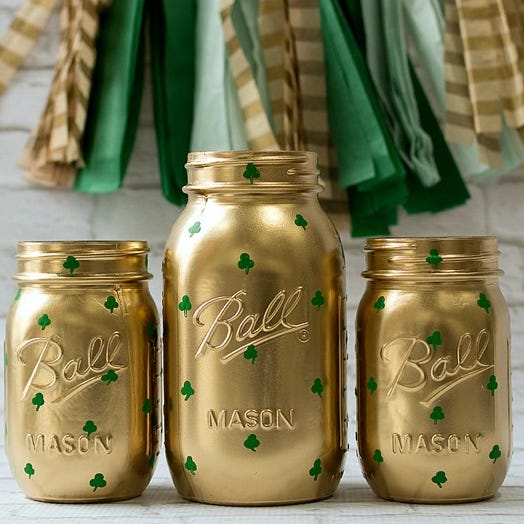 st patricks day crafts shamrock mason jars