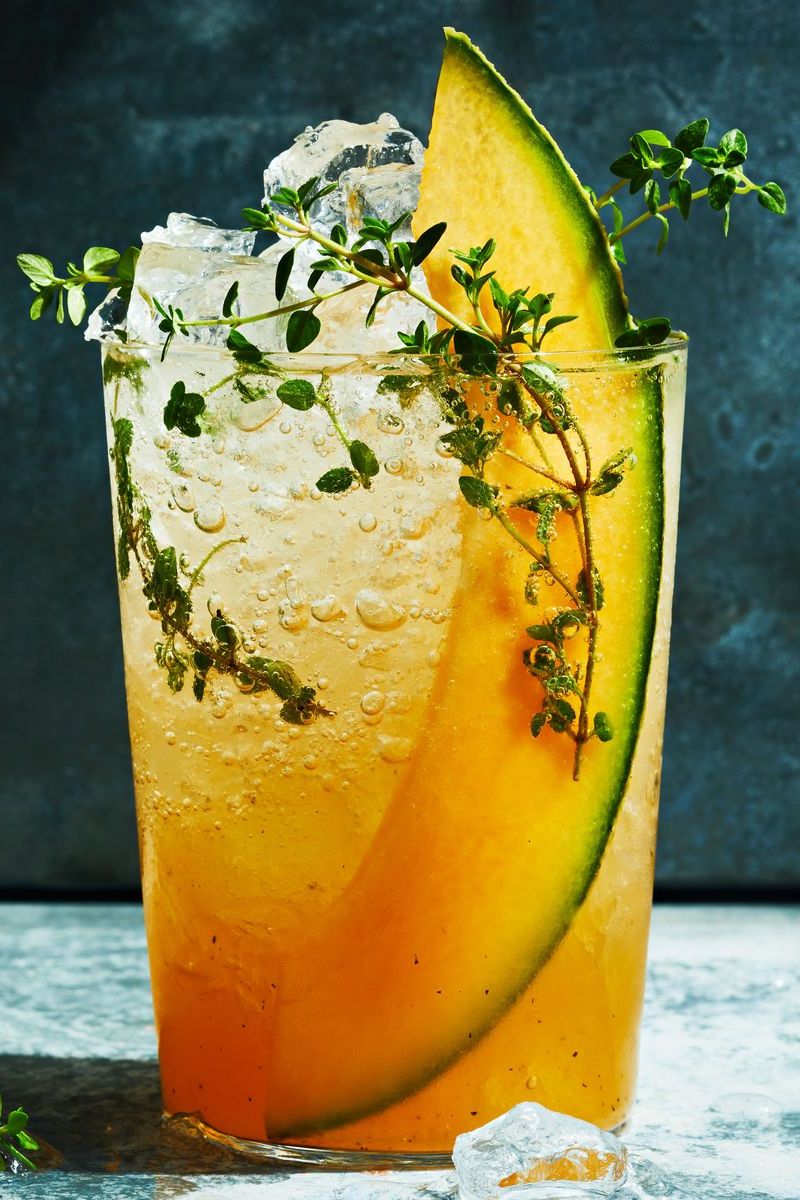 cantaloupe and thyme shrub cocktail