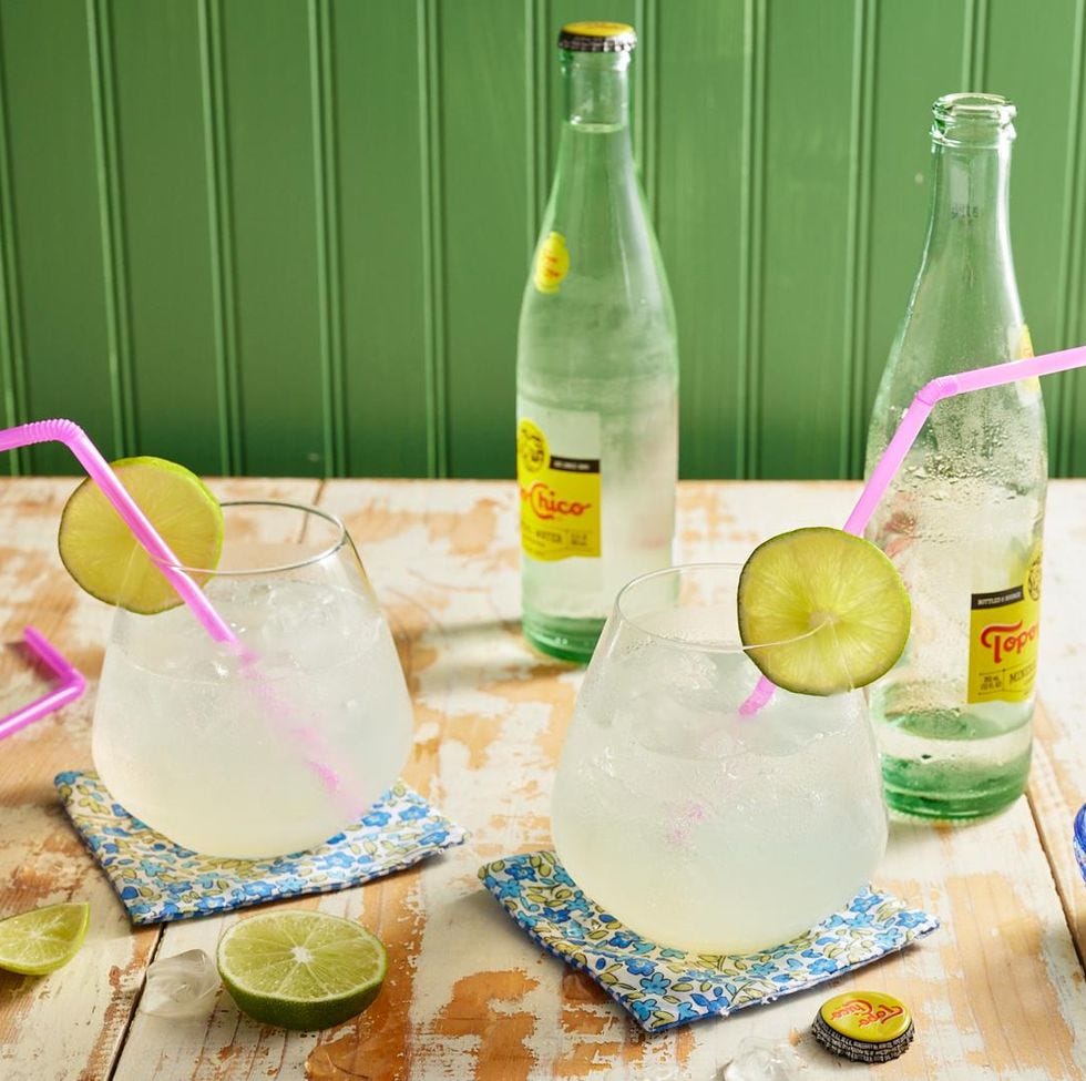 Farm water with soda and lemon lime bottles