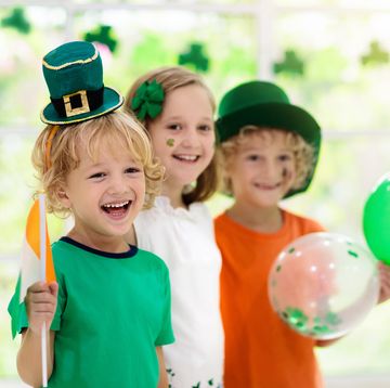 family celebrating st patricks day irish holiday