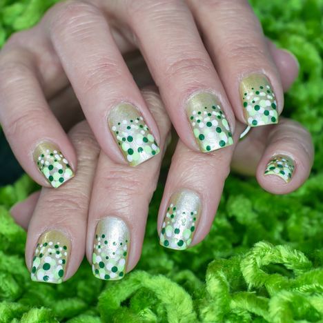 st patricks day inspired art in a bubble like green polka dot design