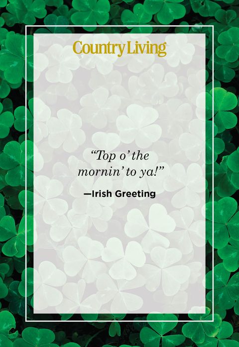 a happy st patrick's day quote card that says top o the mornin to ya agains a background of green shamrocks