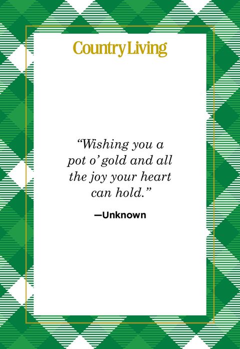 a happy st patrick's day quote card that says wishing you a pot o gold and all the joy your heart can hold