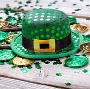 green irish top hat and coins