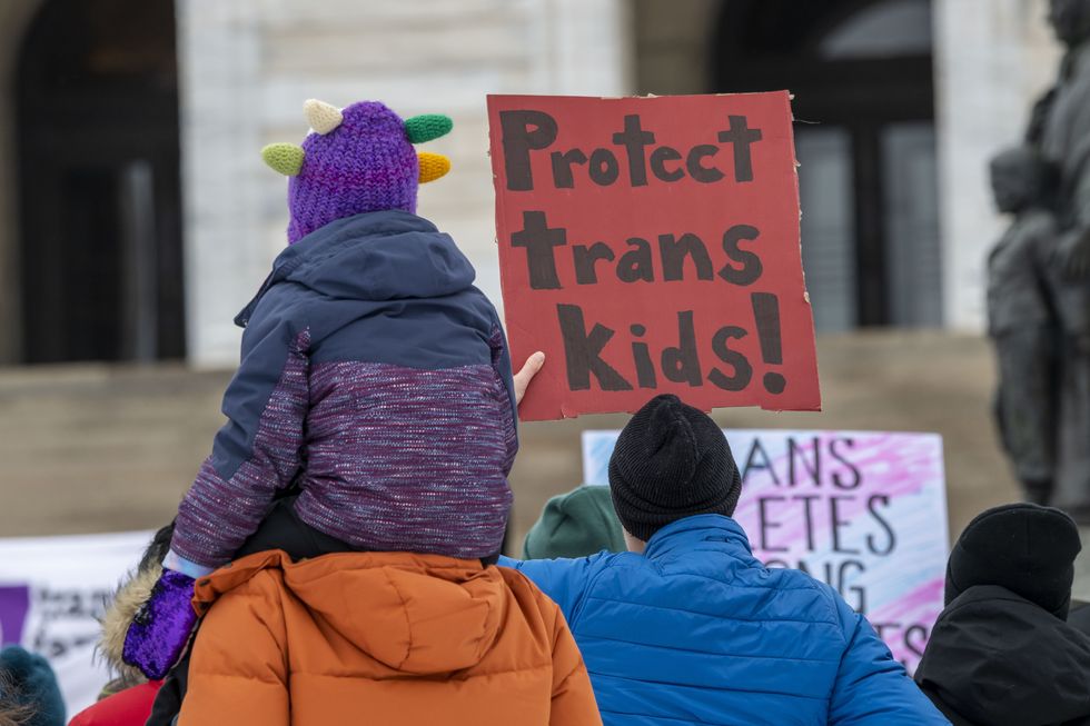 st paul, minnesota march 6, 2022 because the attacks against transgender kids are increasing across the country minneasotans hold a rally at the capitol to support trans kids in minnesota, texas, and around the country