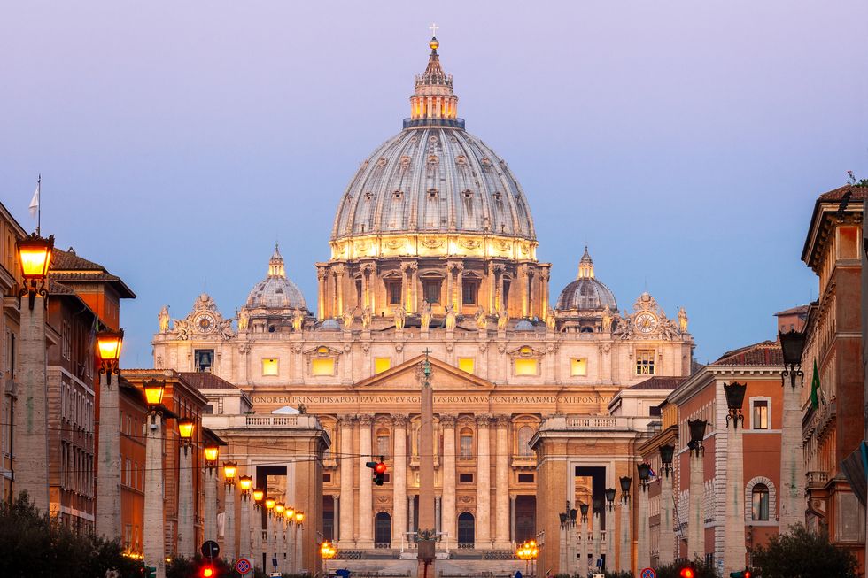 st peter's basilica, sunrise, the vatican, rome, lazio, italy