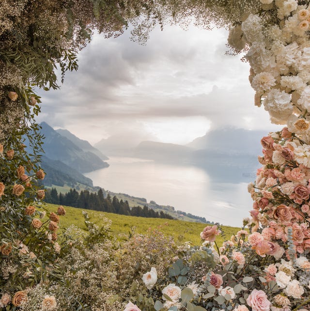 Switzerland Meetings wedding ceremony outdoor and wedding arch at villa honegg lake lucerne