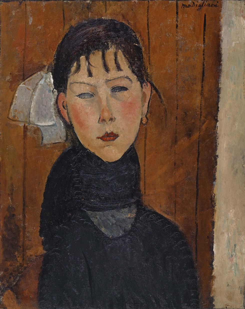 amedeo modigliani, girl in black apron, 1918, kunstmuseum basel basel, staatsgalerie stuttgart ﻿ ﻿