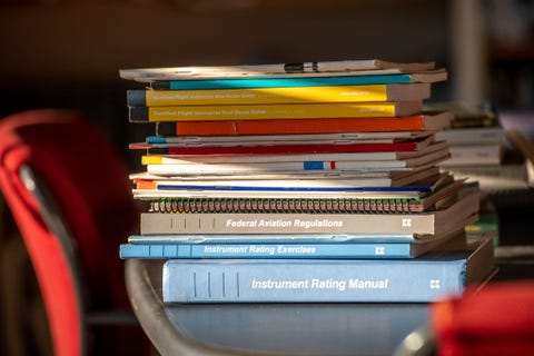 stack of books on aviation