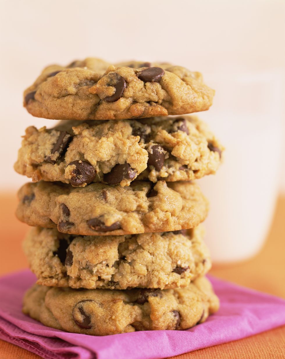 Stack of chocolate chip and oatmeal cookies