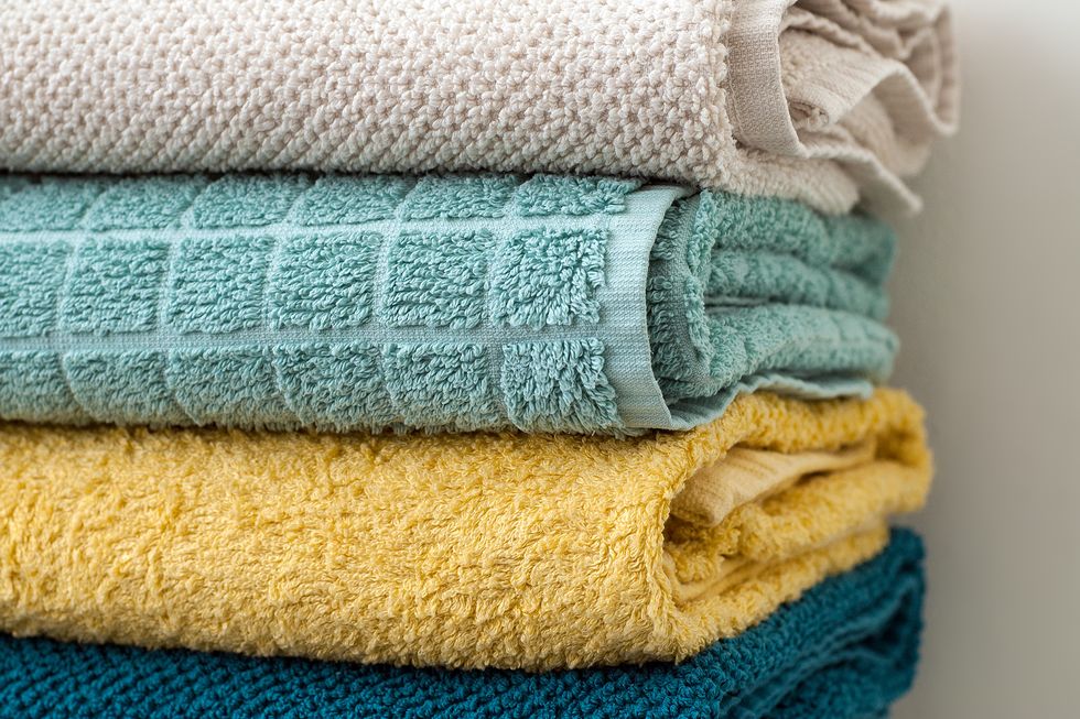 Stack of folded bath towels