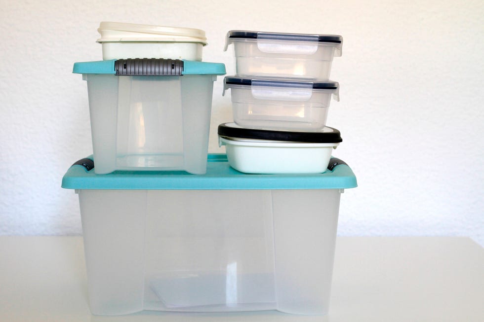 stack of recyclable plastic food containers