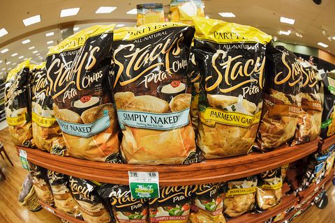 stacy's pita chips on a supermarket shelf