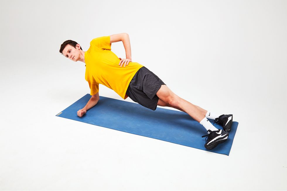 staggered leg side plank