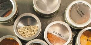 stainless steel jars with spices