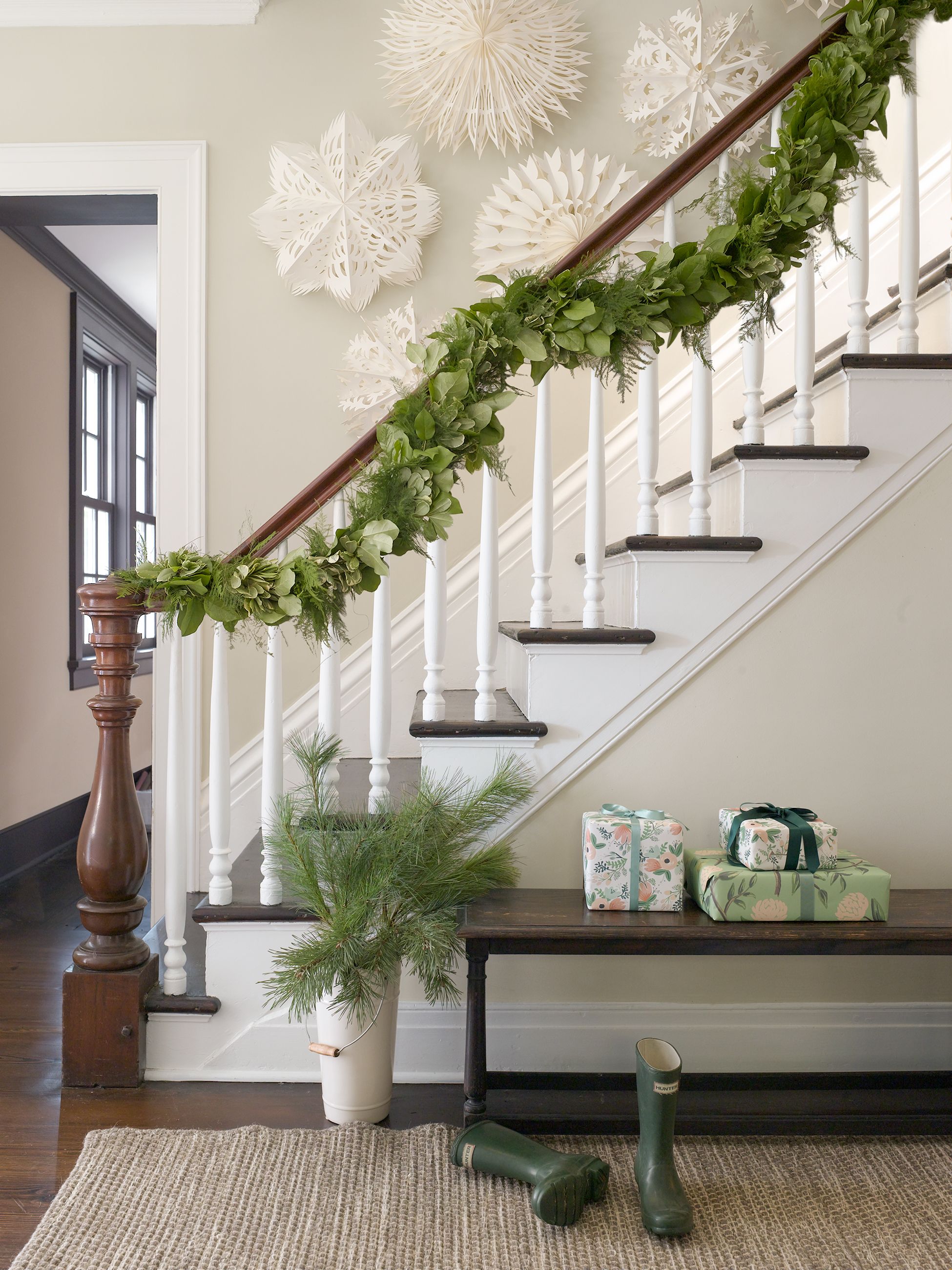 Decorate deals staircase christmas