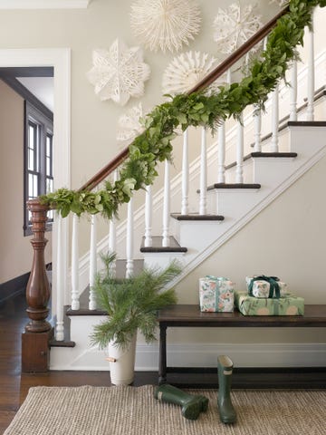 garland along staircase