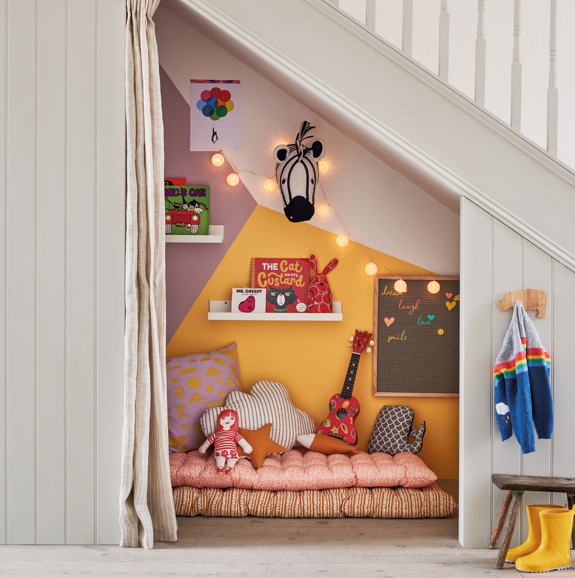how to create an under the stairs haven for the kids