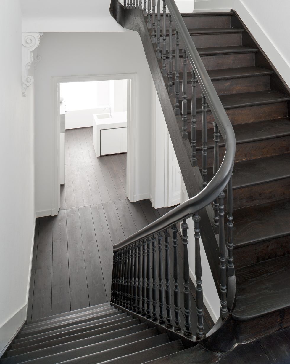 stained timber on a traditional staircase by studio niels