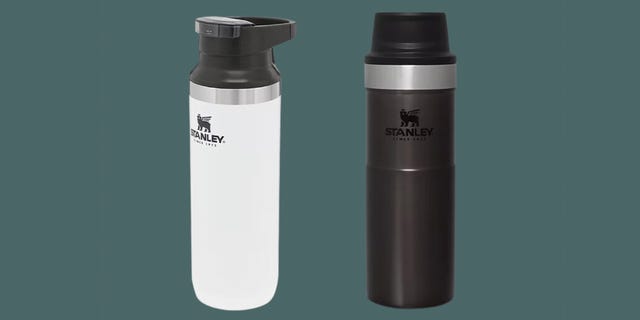 two insulated travel mugs from stanley