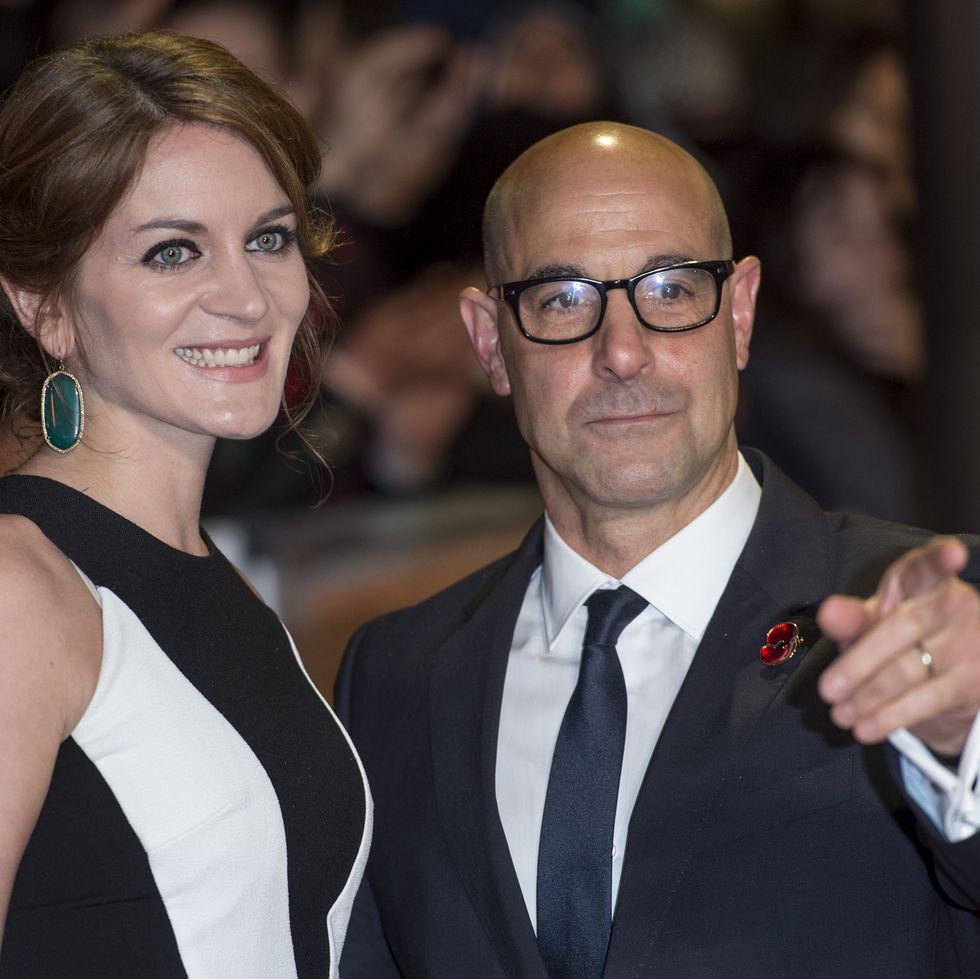 london, england   november 11  felicity blunt and stanley tucci attend the uk premiere of the hunger games catching fire at odeon leicester square on november 11, 2013 in london, england  photo by mark cuthbertuk press via getty images
