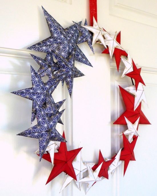 red white and blue star 4th of july wreaths