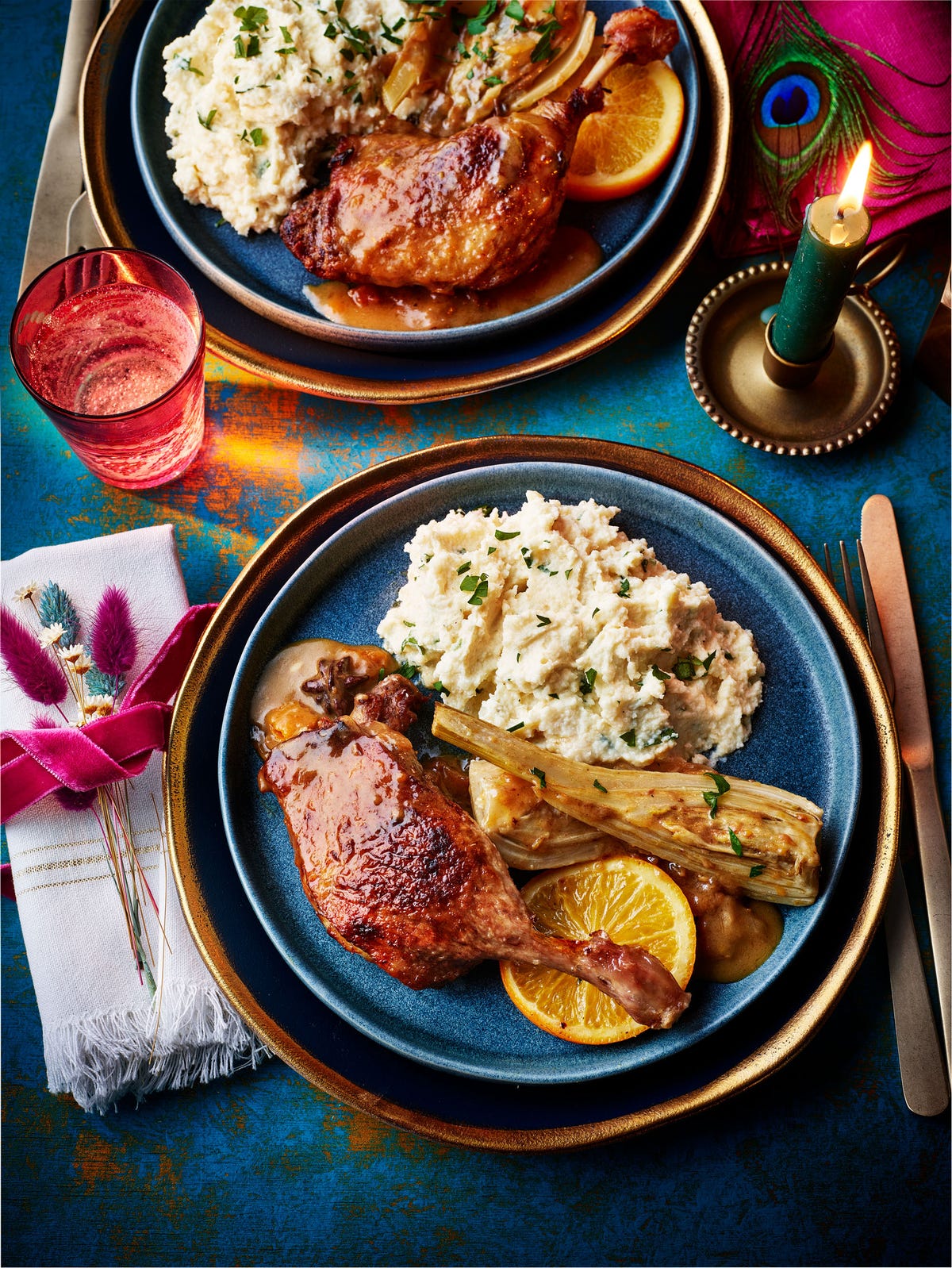 Star Anise & Orange Braised Duck Legs With Celeriac Mash