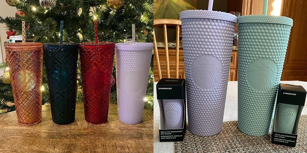 starbucks' holiday 2021 christmas cups and merchandise  tumblers and cold cups