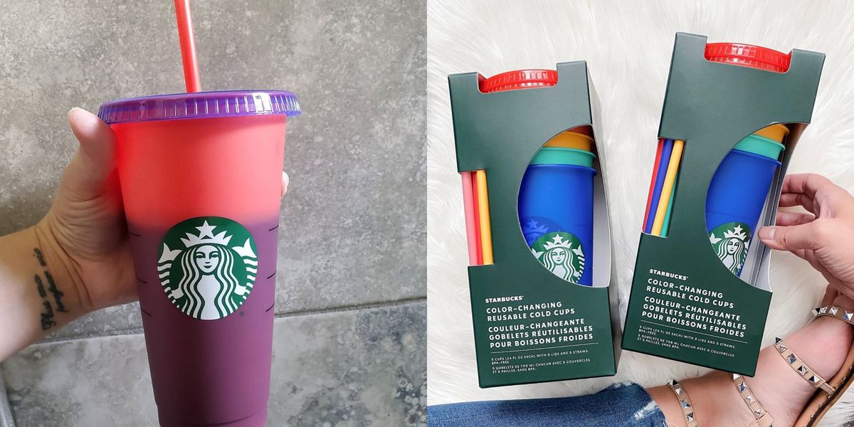 Set of 5 Starbucks Colorful Cups - 24 oz