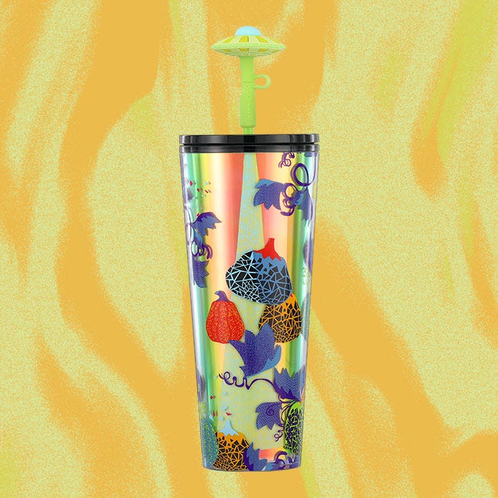 extraterrestrial cold cup with spaceship straw topper