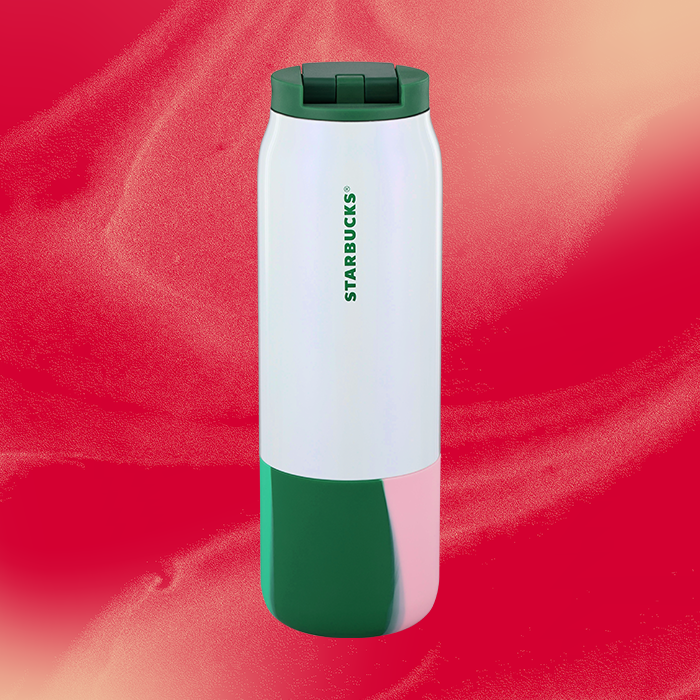 starbucks christmas striped silicone sleeve tumbler