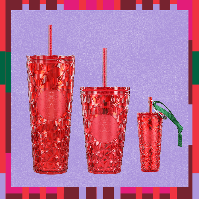 Red Studded Tumbler with Heart Straw