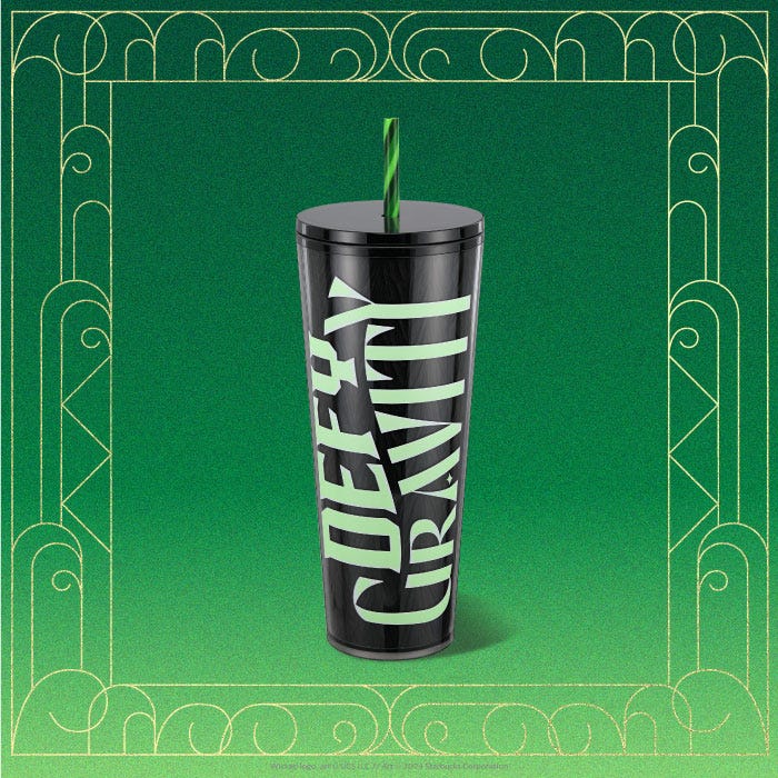 starbucks wicked elphaba defy gravity glow in the dark cold cup