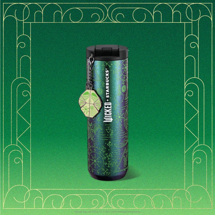 starbucks glow in the dark tumbler with grimmerie charm