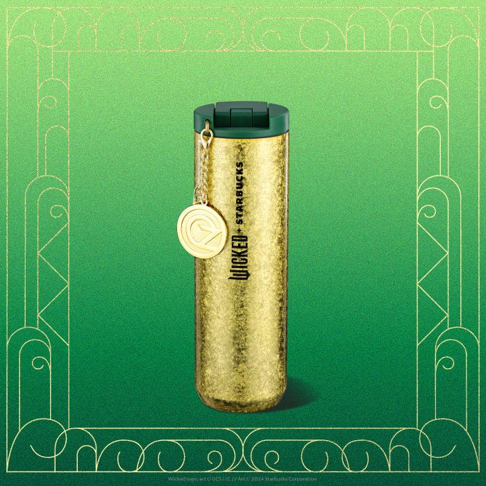 starbucks wicked gold crackle cold cup with oz charm