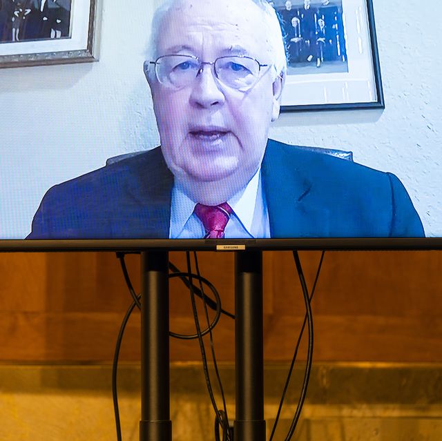 washington, dc   december 16 attorney kenneth w starr is seen on a monitor as he testifies remotely before a senate homeland security and governmental affairs hearing to examine claims of voter irregularities in the 2020 election in the dirksen senate office building on december 16, 2020 in washington, dc us president donald trump continues to push baseless claims of voter fraud during the presidential election, which the department of homeland security called the most secure in american history photo by jim lo scalzo poolgetty images